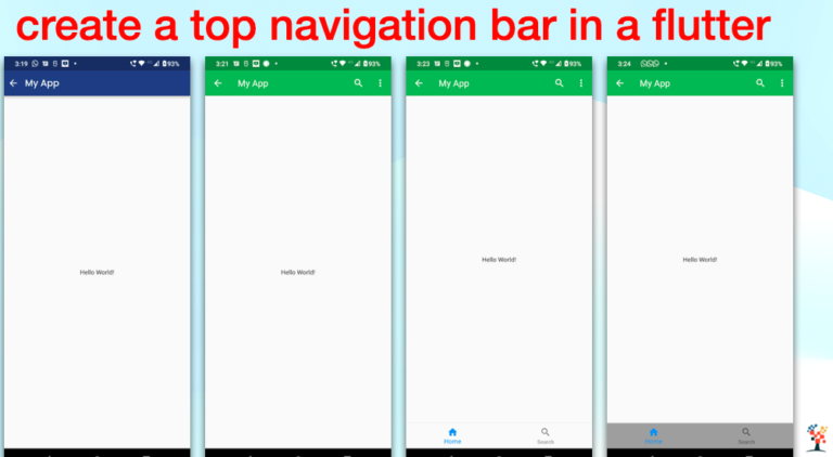 how to create a top navigation bar in a flutter