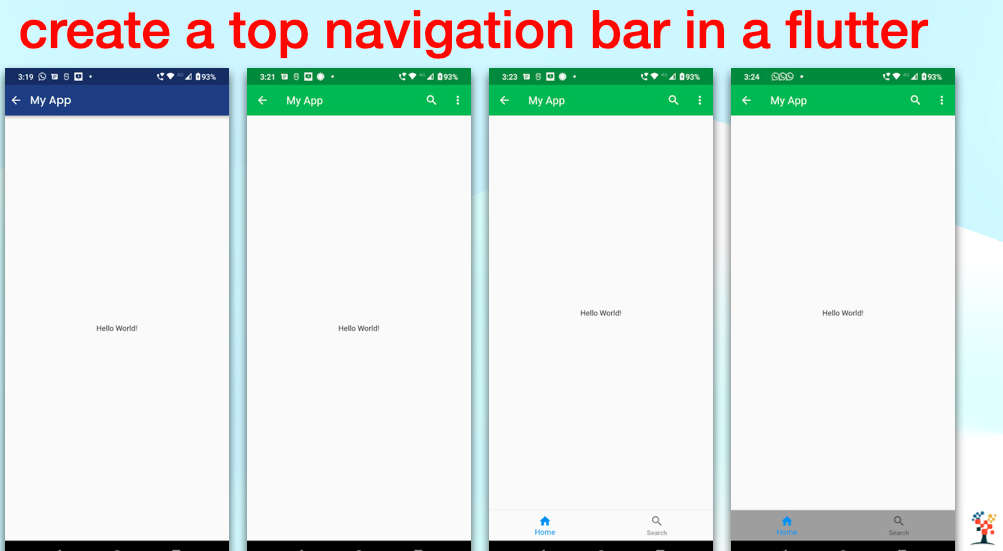 to create a top navigation bar in a flutter